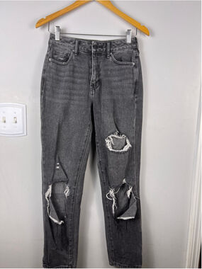 PacSun Mom Jeans Women’s 24 Black Distressed High Rise Mom Denim Indie